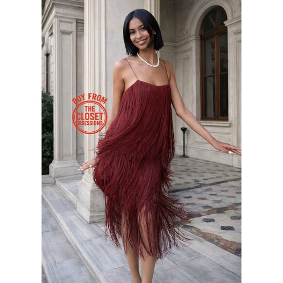 ZARA Fringe Midi Dress with Spaghetti Straps NWT 🤎 - Picture 10 of 16